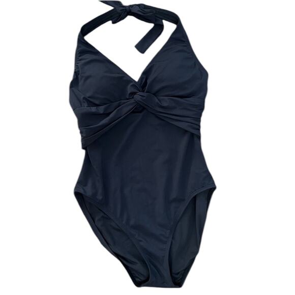 Bleu Rod Beattie Let's Get Twisted Halter Mio One-Piece Black Swimsuit – Sz 4 - Picture 2 of 6